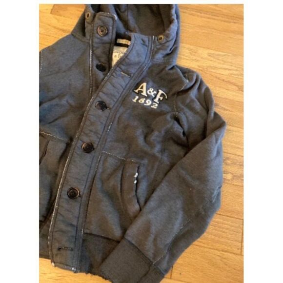 Abercrombie & Fitch women's grey muscle y2k Hooded Jacket size small - Picture 3 of 10